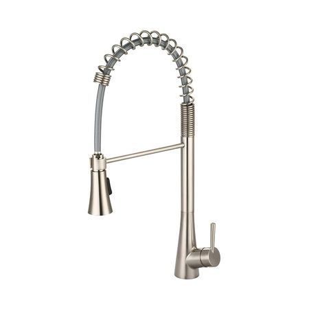 OLYMPIA FAUCETS Single Handle Spring Pull-Down Kitchen Faucet, Compression Hose, Nckl, Flow Rate (GPM): 1.5 K-5010-BN